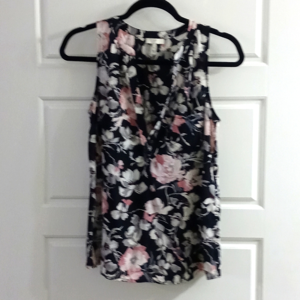 Joie Floral silk blouse from Saks black pinks Grays whites and a hint of purple